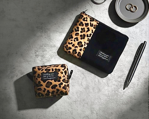 ミニミニ・フラットポーチ【お得な2点セット】レオパード/ミニ/大容量