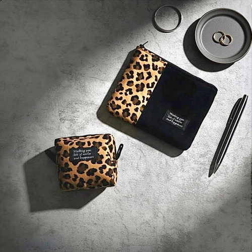 ミニミニ・フラットポーチ【お得な2点セット】レオパード/ミニ/大容量