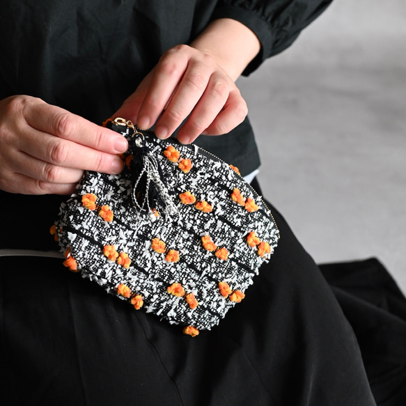 ［限定］ハロウィンパーティー尾州ツイードのラウンドポーチ 3枚目の画像