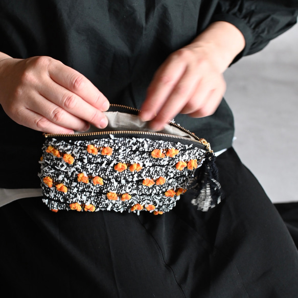 ［限定］ハロウィンパーティー尾州ツイードのラウンドポーチ 4枚目の画像