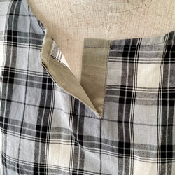 □新作ゆったり綿麻チェックブラウス★グレー　フリーサイズ　長袖 4枚目の画像