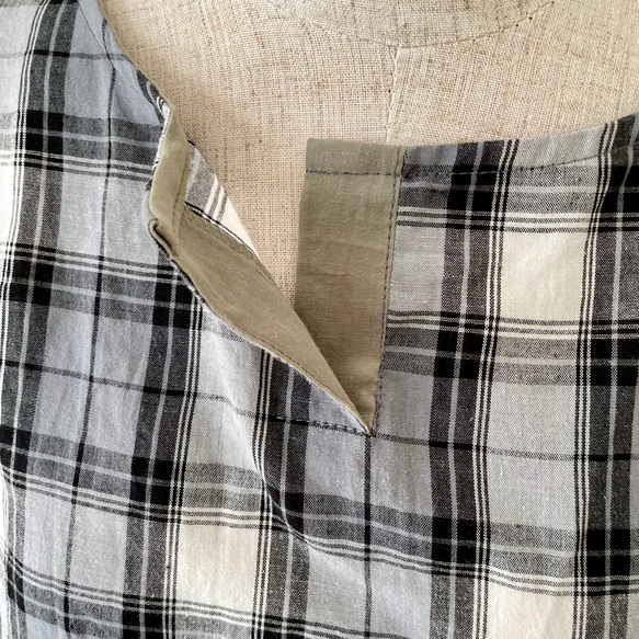 □新作ゆったり綿麻チェックブラウス★グレー　フリーサイズ　長袖 4枚目の画像