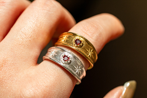 Stellar heart garnet ring      ハートのガーネットリング/送料無料 6枚目の画像