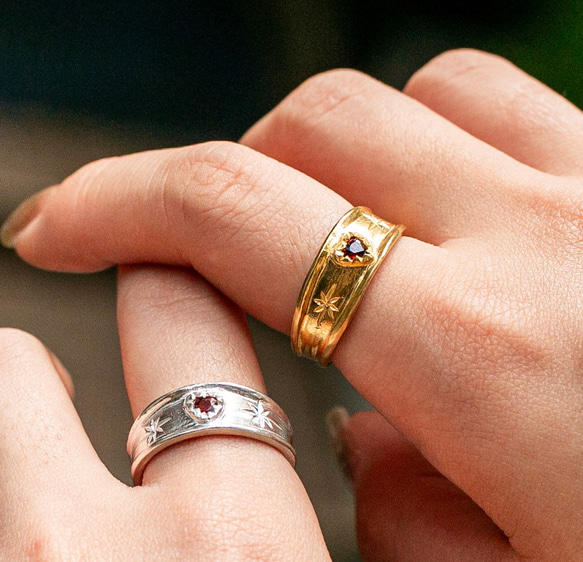 Stellar heart garnet ring      ハートのガーネットリング/送料無料 9枚目の画像