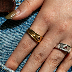 Stellar heart garnet ring      ハートのガーネットリング/送料無料 4枚目の画像