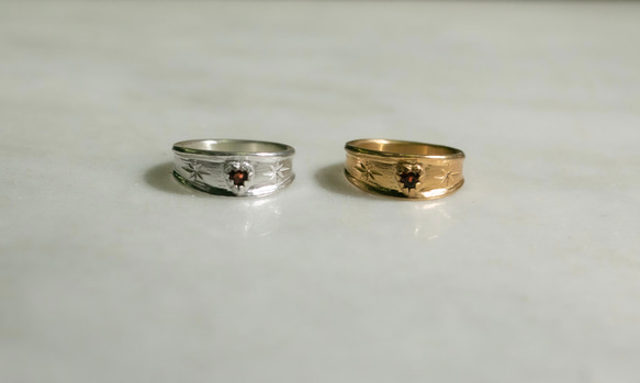 Stellar heart garnet ring      ハートのガーネットリング/送料無料 5枚目の画像