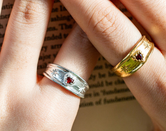 Stellar heart garnet ring      ハートのガーネットリング/送料無料 3枚目の画像