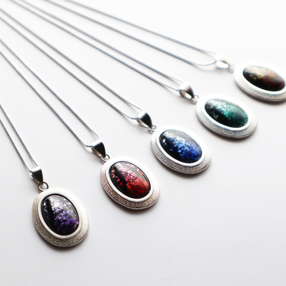 銀河 七宝焼のペンダント 箔ちらし七宝 1枚目の画像