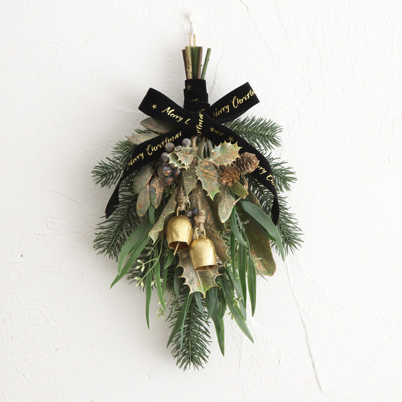 クリスマス☆ベルショートスワッグ【受注制作】 2枚目の画像