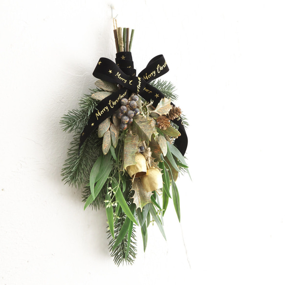 クリスマス☆ベルショートスワッグ【受注制作】 3枚目の画像