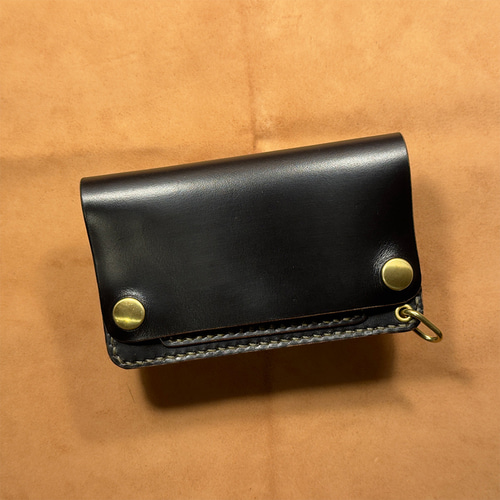 クロムエクセルレザー・ブラック茶芯｜ミドルトラッカーウォレット