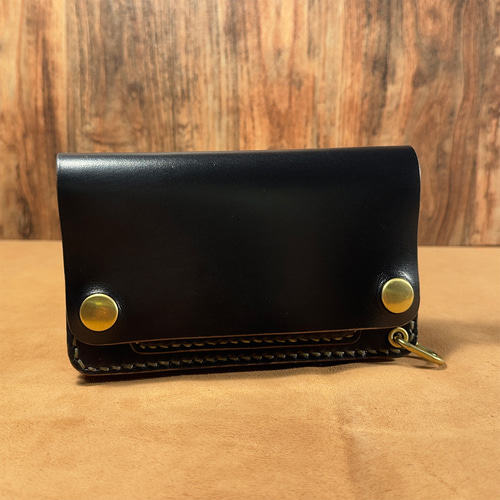 クロムエクセルレザー・ブラック茶芯｜ミドルトラッカーウォレット