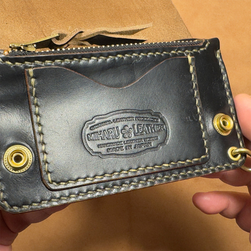 ミドル トラッカーウォレット カスタム ホーウィン社 クロムエクセル 茶芯 クロムエクセル トラッカーウォレット ミドル 黒 茶心