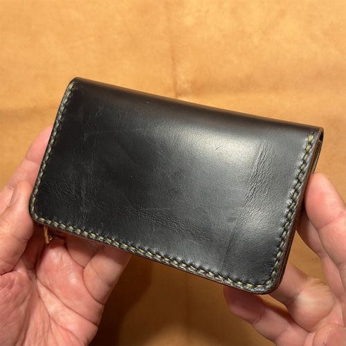 クロムエクセルレザー・ブラック茶芯｜ミドルトラッカーウォレット