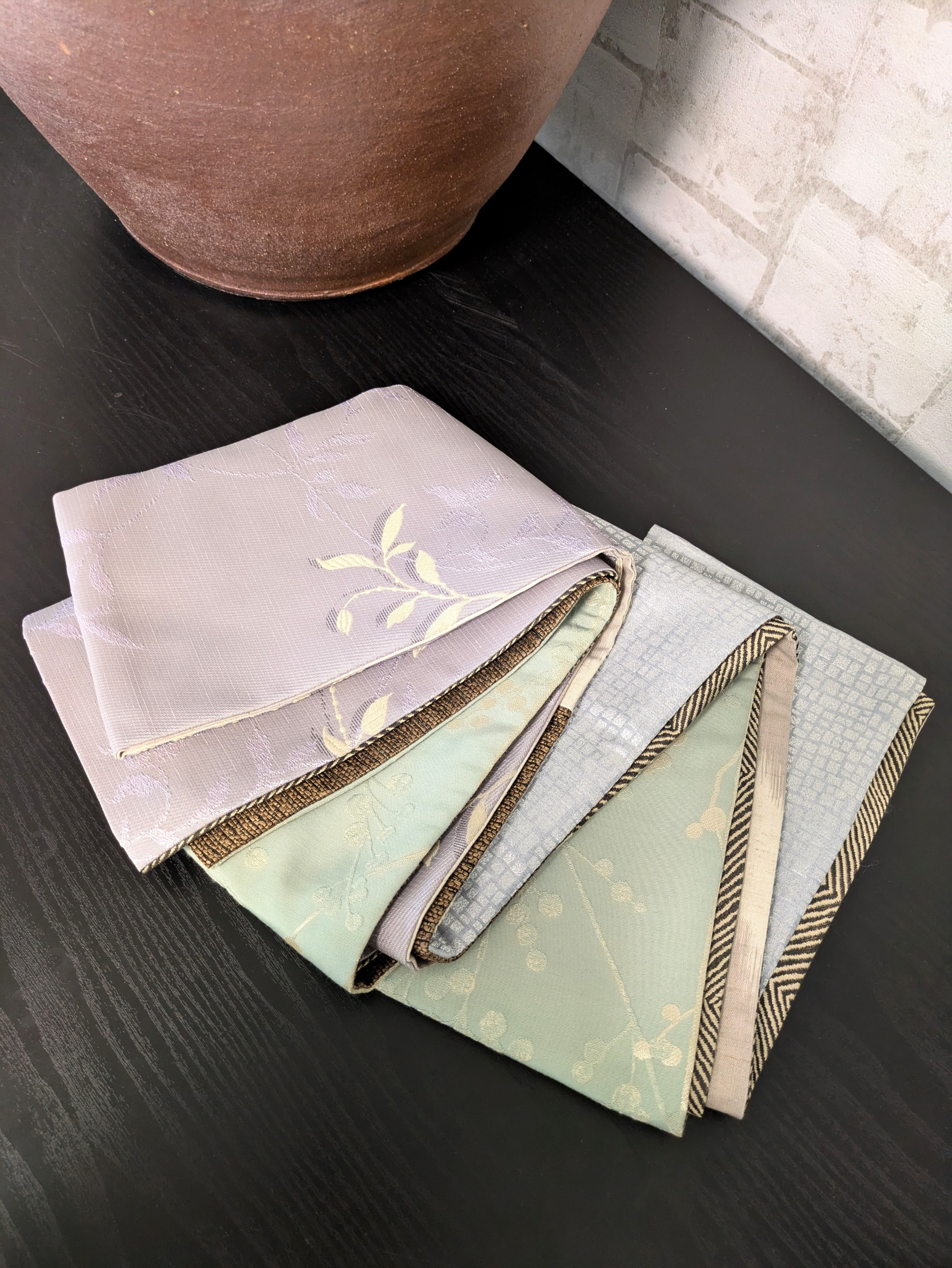 【生成りギザギザ絣】1本で何通りにも●長め長尺●【半幅帯のような兵児帯】パステルや幾何学トルコ生地など6種のテキスタイル