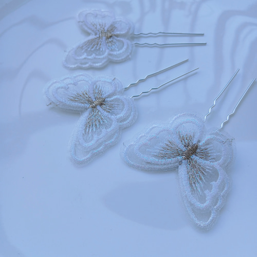 orgablanca 蝶々モチーフ ヘアピン 3本セット orgablanca 蝶々モチーフ ヘアピン 3本セット 人気No.2♡】ブライダル