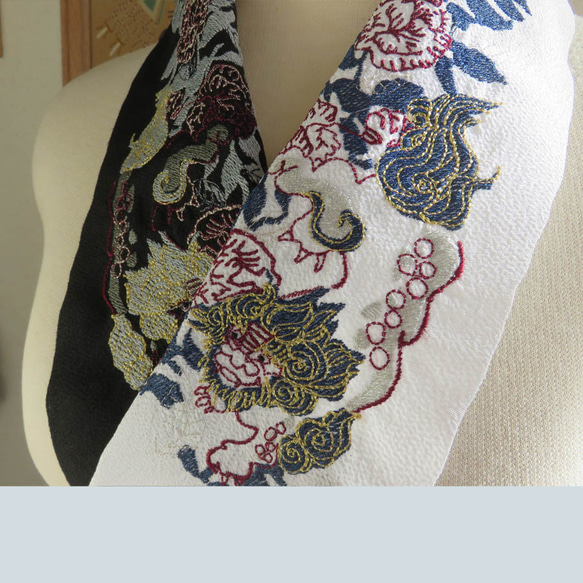 刺繍半衿・唐獅子牡丹 6枚目の画像