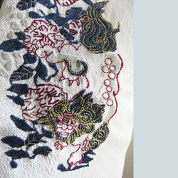 刺繍半衿・唐獅子牡丹 7枚目の画像