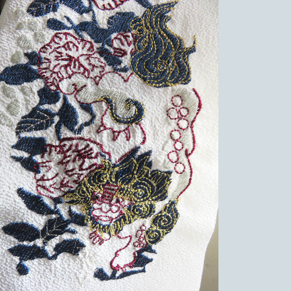 刺繍半衿・唐獅子牡丹 7枚目の画像