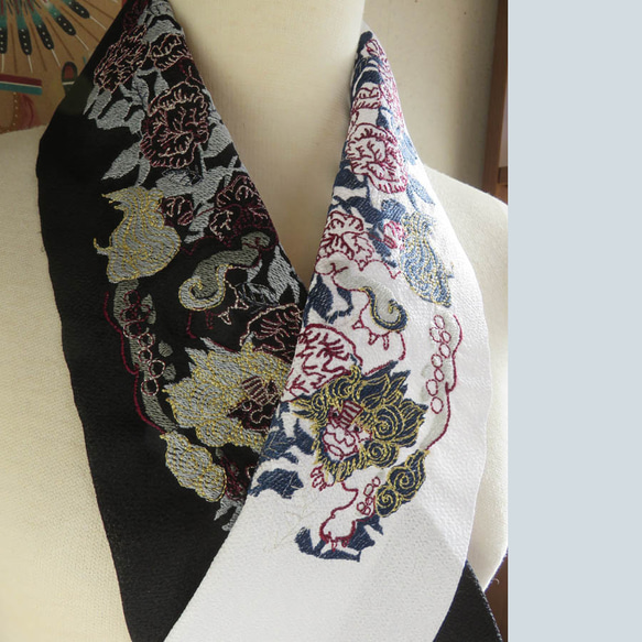 刺繍半衿・唐獅子牡丹 5枚目の画像