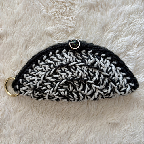 ブラック ×グレー 】 メガネ サングラス ケース ホルダー かぎ針編み