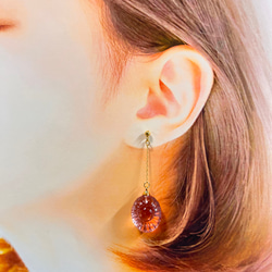 3粒セット 秋のレトロキャンディ ピアス・イヤリング・イヤーカフ　べっこう　ブラウン　ベージュ　チャーム変更可能　シェル 9枚目の画像