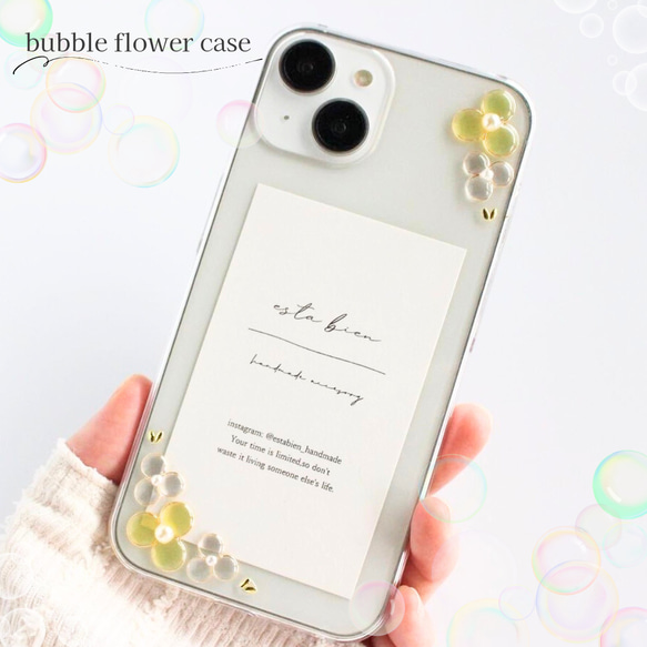 全機種対応　bubble flowerのスマホケース　クリアケース　iPhone17 他　推し　推し活　クリアケース 7枚目の画像