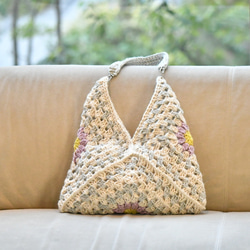 2025新作　お花モチーフバッグ（ブラウン、茶色内布付き）受注製作 10枚目の画像