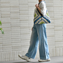 2025新作　お花モチーフバッグ（ブラウン、茶色内布付き）受注製作 5枚目の画像