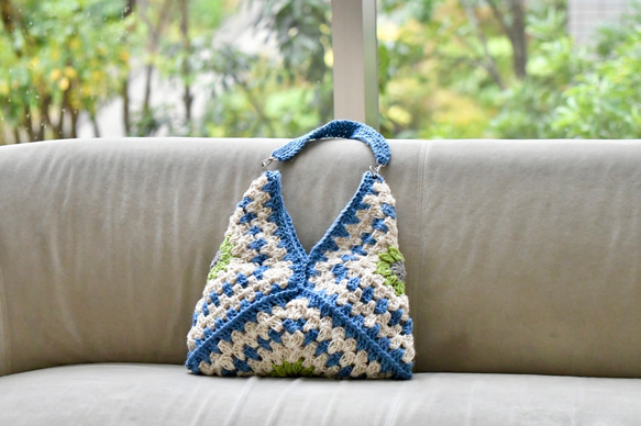 2025新作　お花モチーフバッグ（ブラウン、茶色内布付き）受注製作 4枚目の画像