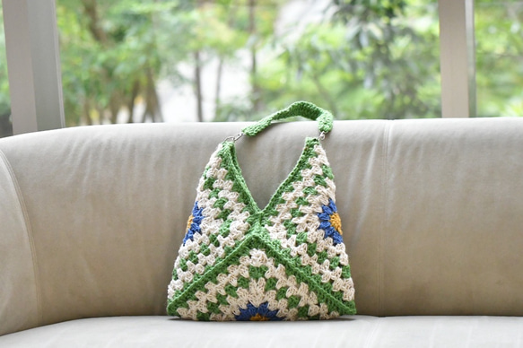 2025新作　お花モチーフバッグ（ブラウン、茶色内布付き）受注製作 7枚目の画像