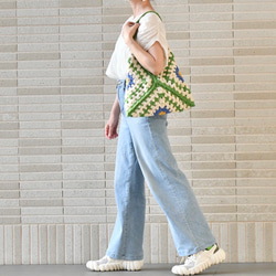 2025新作　お花モチーフバッグ（ブラウン、茶色内布付き）受注製作 8枚目の画像