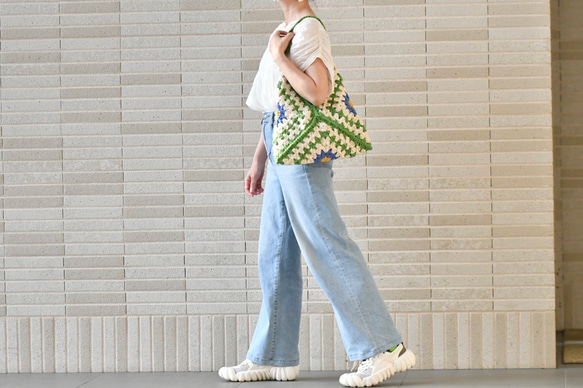 2025新作　お花モチーフバッグ（ブラウン、茶色内布付き）受注製作 8枚目の画像