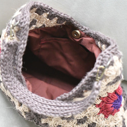 2025新作　お花モチーフバッグ（ブラウン、茶色内布付き）受注製作 3枚目の画像