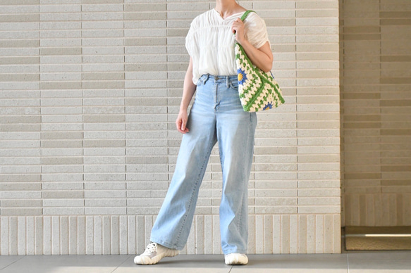 2025新作　お花モチーフバッグ（ブラウン、茶色内布付き）受注製作 9枚目の画像