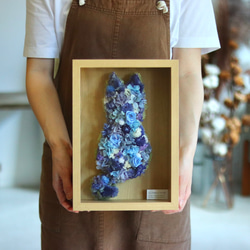 【Flower cat 】ネコのドライフラワーBOX お好きな色で作ります。フラワーギフト　誕生日　結婚式　ねこ　猫　 2枚目の画像