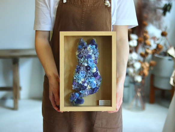 【Flower cat 】ネコのドライフラワーBOX お好きな色で作ります。フラワーギフト　誕生日　結婚式　ねこ　猫　 2枚目の画像