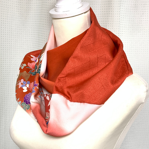正絹】着物リメイク ねじりスヌード／シルクネックウォーマー［N020