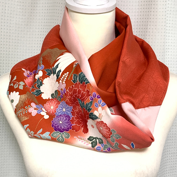 正絹】着物リメイク ねじりスヌード／シルクネックウォーマー［N020