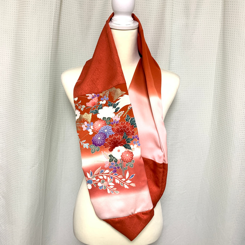 正絹】着物リメイク ねじりスヌード／シルクネックウォーマー［N020