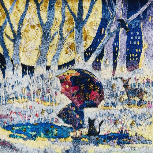 「刺繍静物」画家真筆・額装・額付絵画・静物画・逸品 トロイメライ 刺繍絵画（額装） 絵画 渥美彩〜糸彩itosai〜 通販