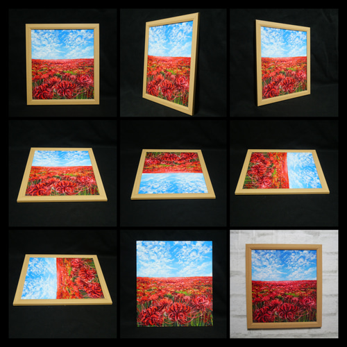 油絵 油彩 油彩画 絵 絵【秋空に咲く赤い彼岸花】 絵画 HR 通販