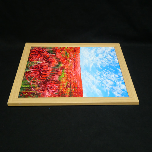 油絵 油彩 油彩画 絵 絵【秋空に咲く赤い彼岸花】 絵画 HR 通販