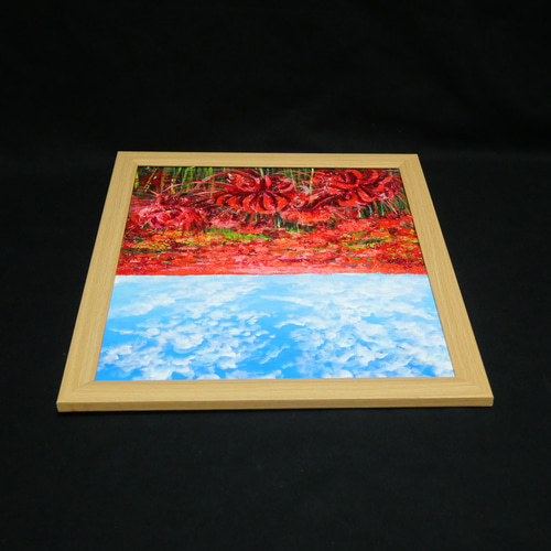 油絵 油彩 油彩画 絵 絵【秋空に咲く赤い彼岸花】 絵画 HR 通販