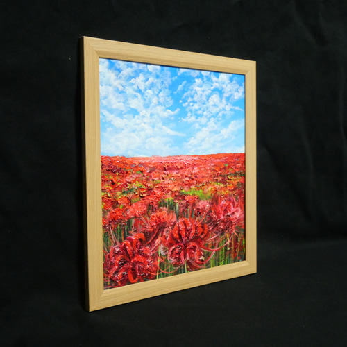 油絵 油彩 油彩画 絵 絵【秋空に咲く赤い彼岸花】 絵画 HR 通販