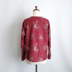 再販！× 6  新型！ ボタニカルコットンの前開きトップ  リングスラブエンジェルソフト加工  ワインレッド 9枚目の画像