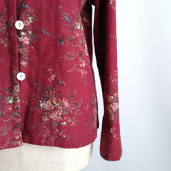 再販！× 6  新型！ ボタニカルコットンの前開きトップ  リングスラブエンジェルソフト加工  ワインレッド 11枚目の画像