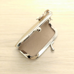 がま口 小さい財布 キーホルダー 横長 オリーブカーキ 本革 レザー 印鑑ケース 3枚目の画像