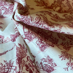 新入荷！フランスより届きました！『トワルドジュイ柄　田園風景～オフホワイト×ワイン～』～135㎝巾×50㎝単位でカット～ 5枚目の画像