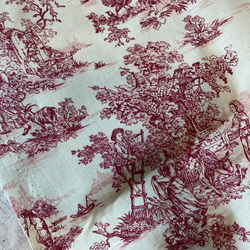 新入荷！フランスより届きました！『トワルドジュイ柄　田園風景～オフホワイト×ワイン～』～135㎝巾×50㎝単位でカット～ 4枚目の画像